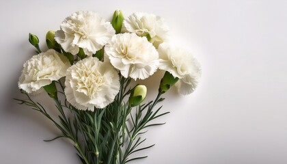 delicate white carnations in a bouquet on white background carnation bouquet white flower