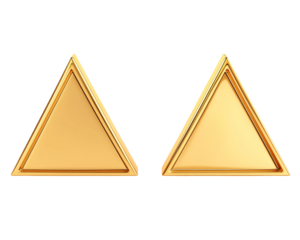 a pair of gold triangle earrings
