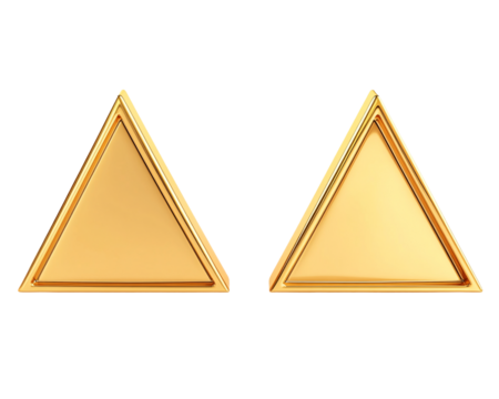 a pair of gold triangle earrings