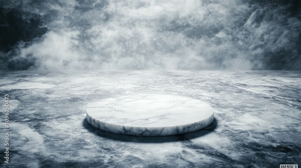Poster Dynamic marble platform abstract setting 3d render creative environment artistic perspective