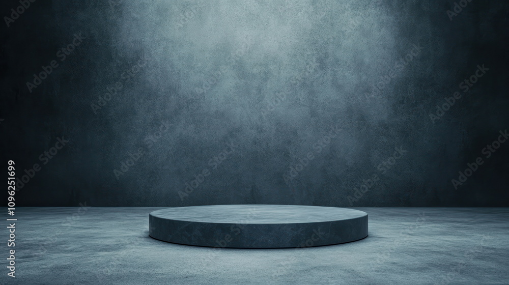 Poster dramatic stage platform minimalist studio visual showcase modern environment central viewpoint