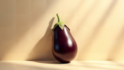 Fresh Eggplant on Striped Wall