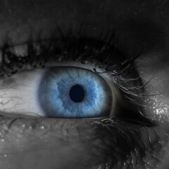 macro photo of human eye