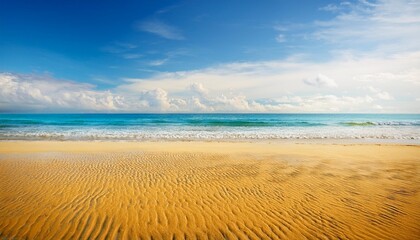 yellow warm sandy beach and summer sea with sky landscape