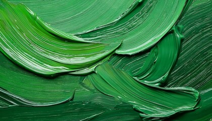 abstract background strokes of green paint on a canvas close up