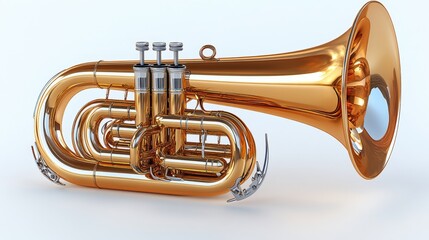 Obraz premium Shiny Sousaphone on Plain White Background for Stock Photography
