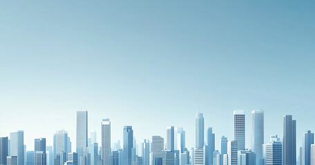 Naklejka premium Modern Skyline with High-Rise Office Buildings under Blue Sky