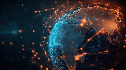Fototapeta premium Digital Globe with Connecting Lines