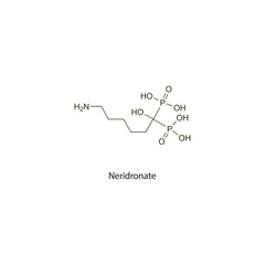 Neridronate flat skeletal molecular structure Bisphosphonate drug used in osteoporosis treatment. Vector illustration scientific diagram.
