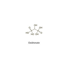 Oxidronate flat skeletal molecular structure Bisphosphonate drug used in osteoporosis treatment. Vector illustration scientific diagram.