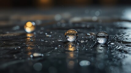 Water Droplets and Glass Spheres