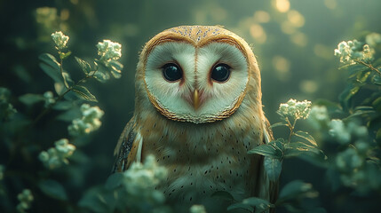 Predatory owl with intense gaze close-up