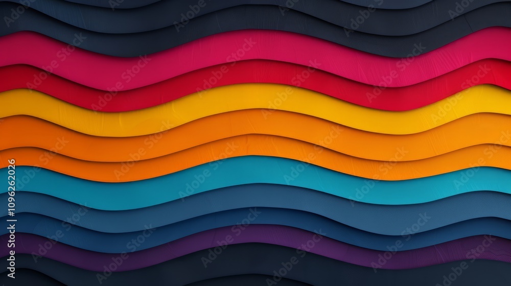 Aufkleber wavy colorful patterns in layered design.