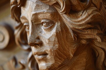 Wood carving of a women