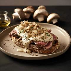 Gourmet Open-Faced Steak Sandwich