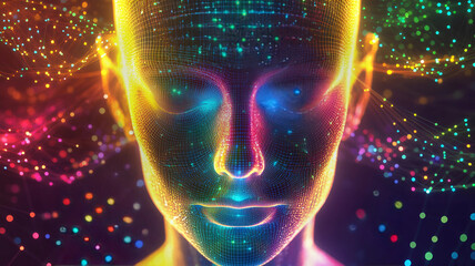 Colorful Digital AI Face