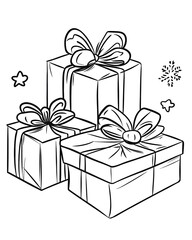 Gift Boxes Line Art