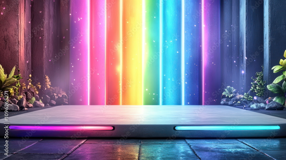 Poster vibrant light show abstract studio visual art creative space close-up energy and color
