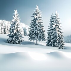 Naklejka premium Winter Wonderland: Snow-Covered Trees