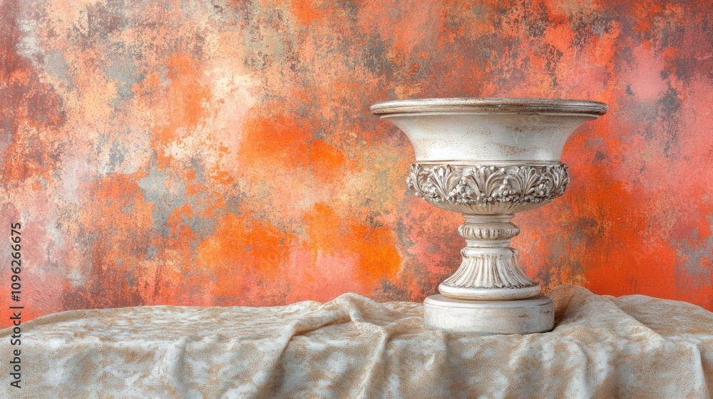 Poster elegant decorative urn on textured surface artistic setting home decor close-up view