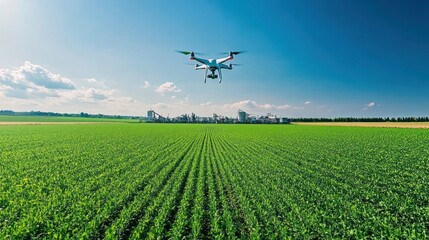 Drone Flying Over a Field