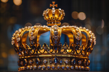 Obraz premium Fantastic king or queen crown from vivid gold material for coronation