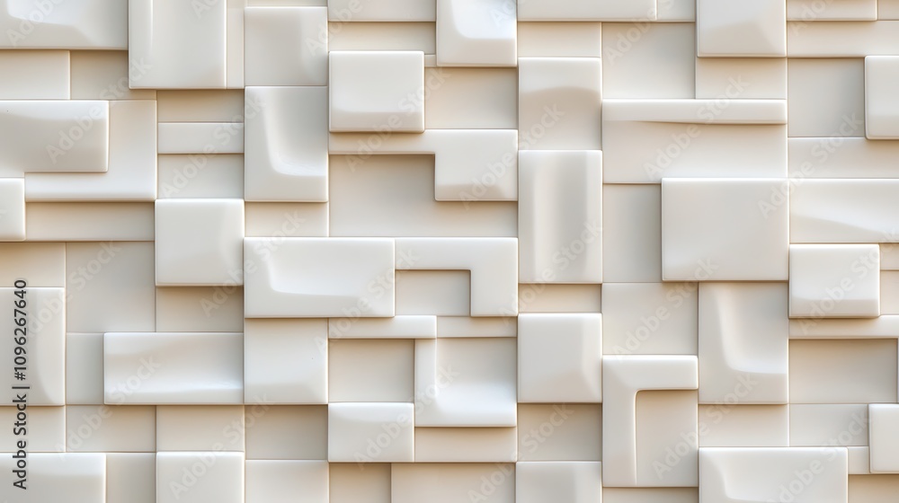 Aufkleber abstract texture of light cream square tiles arranged in geometric patterns on a smooth surface for 