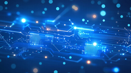 Fototapeta premium Futuristic Abstract Background: Neon Circuit Board Design for Technology-Themed Wallpaper