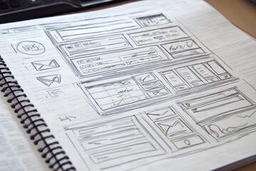 A sketch of a user interface layout on a notebook page.