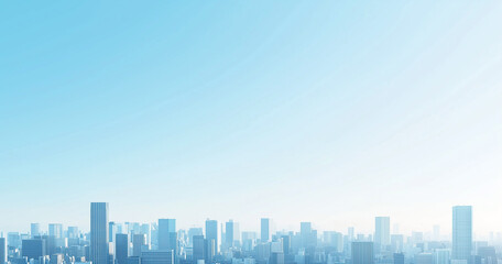 Obraz premium Modern Skyline with High-Rise Office Buildings under Blue Sky