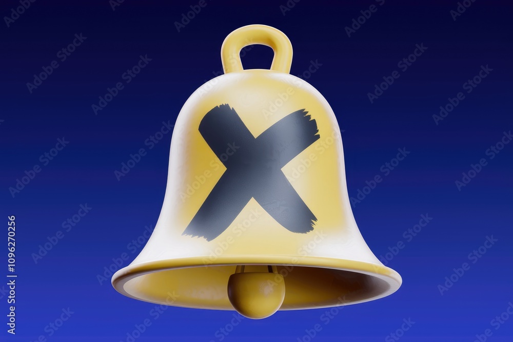 Poster A yellow bell with a black X across it  signifying cancellation or rejection
