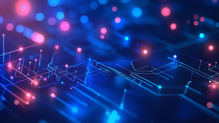 Obraz premium Futuristic Abstract Background: Neon Circuit Board Design for Technology-Themed Wallpaper