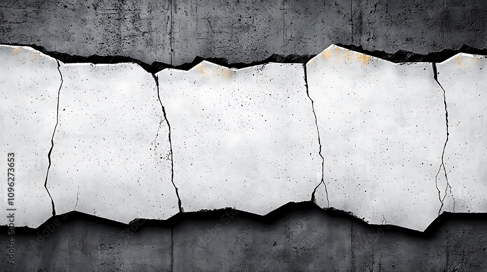 Aufkleber cracked concrete wall texture with rough edges and detailed surface, suitable for background or desi