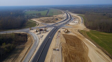 Aerial View of Major Highway Construction Project