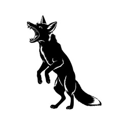 fox silhouette, on white background, isolated, vector