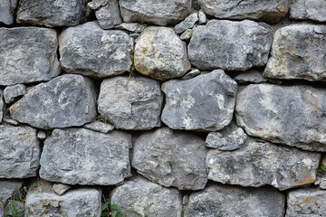 Rough Gray Stone Wall with Uneven Texture.