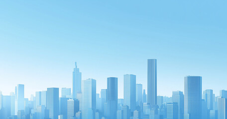 Obraz premium Modern Skyline with High-Rise Office Buildings under Blue Sky