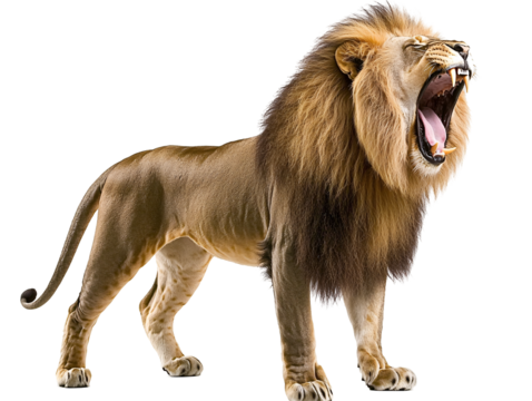 a lion with its mouth open