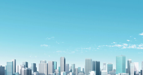 Fototapeta premium Modern Skyline with High-Rise Office Buildings under Blue Sky