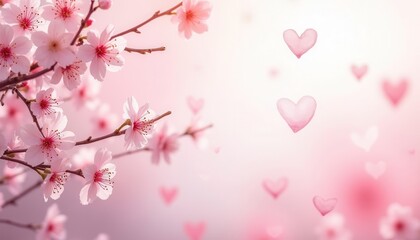 A Delicate Dance of Pink Blossoms and Hearts: A Springtime Serenade of Love and Nature's Beauty