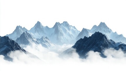 Obraz premium Majestic Snow-Capped Mountain Range in Misty Landscape