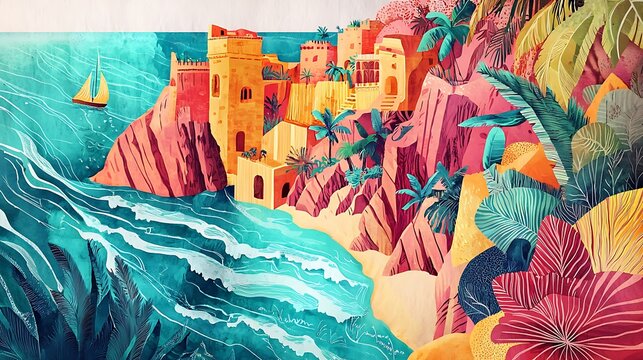 A guide with detailed descriptions of remote hidden destinations paired with vibrant illustrations sparking curiosity and wanderlust 