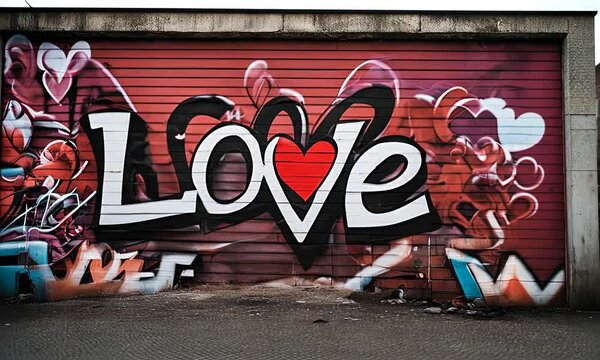 Love graffiti on a wall.