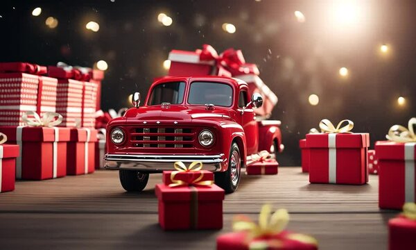 Truck with gifts.