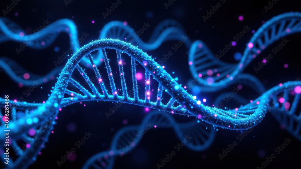 Aufkleber a digital illustration of a double helix dna structure with vibrant colors representing unique molec