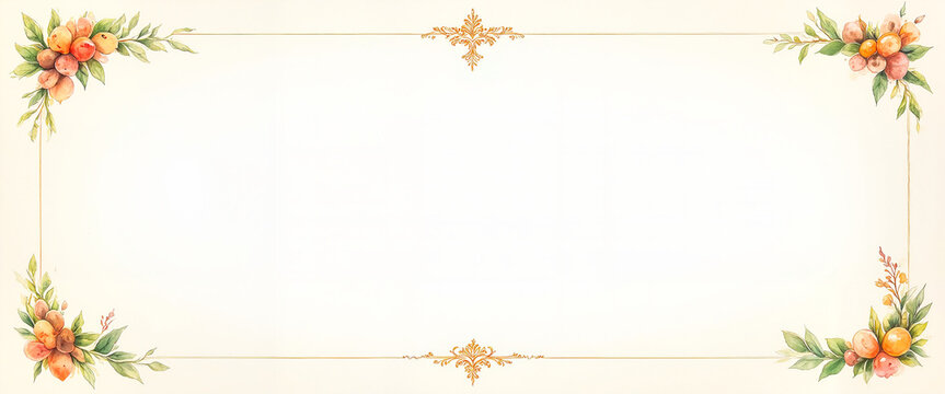 Elegant rosehip frame with golden cross ornaments
