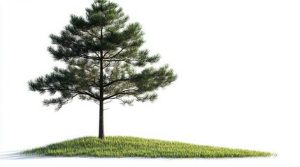 Obraz premium Majestic Pine Tree on a Grassy Mound