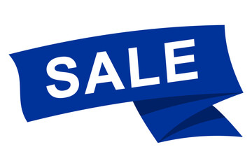 Simple Sale Banner Sticker Template with Waving or Folded Ribbon Design, Isolated on White Background, Editable and Scalable EPS File for Ads and Promotions