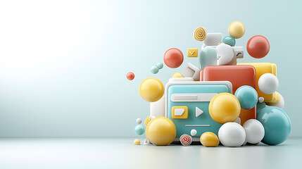 Creative design application colorful 3d geometric shapes minimalist studio digital art modern aesthetic visual appeal register your profile