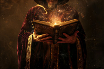 Naklejka premium Illuminated Knowledge: Sorcerer's Tome